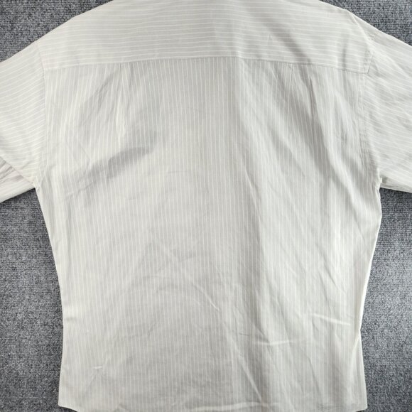 Ermenegildo Zegna Size 16 Striped Gray Long Sleeve Button Up Shirt Woven Cotton - Picture 15 of 16